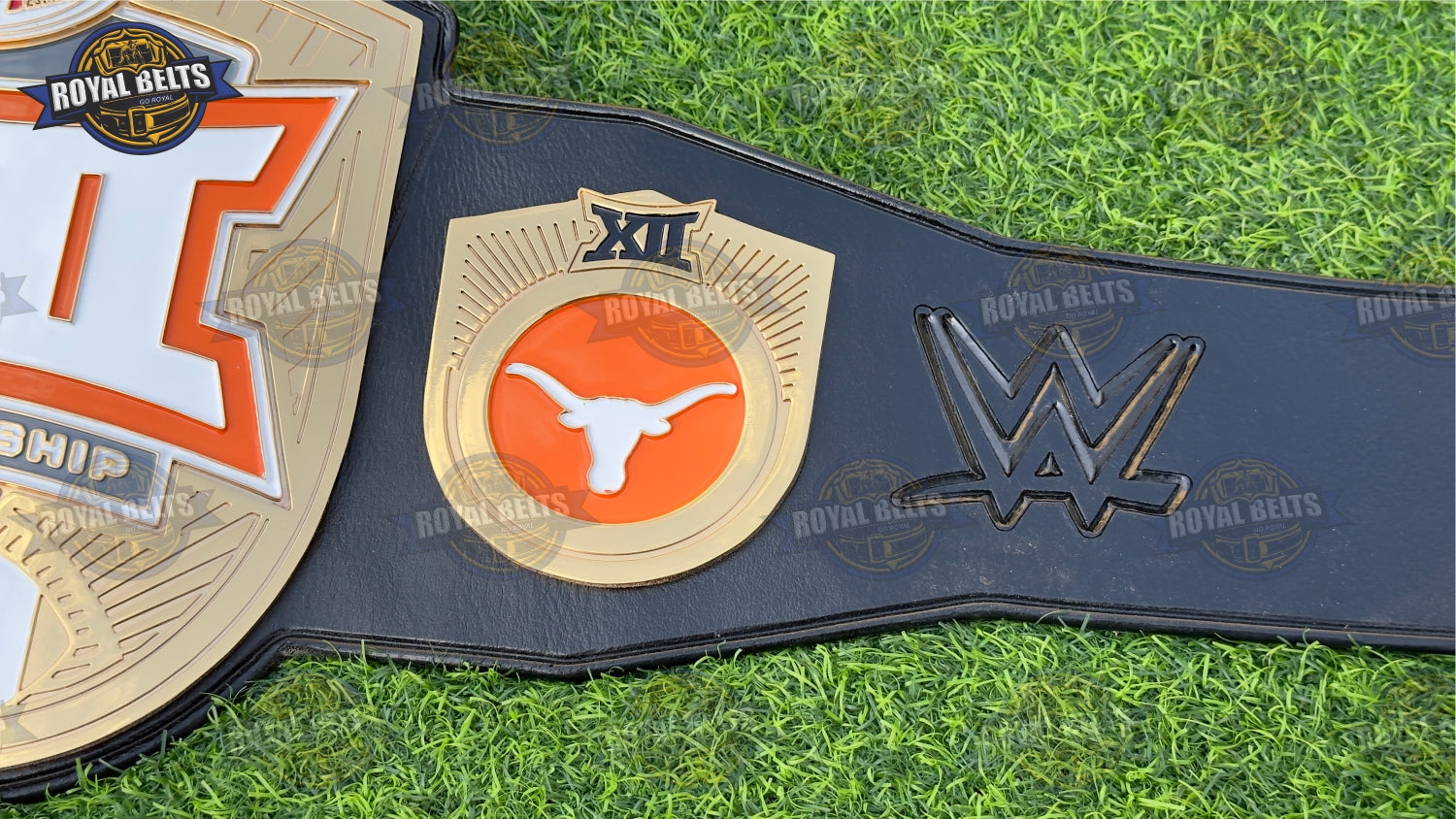 National championship belt replica with Texas Longhorns CNC engraved center plate