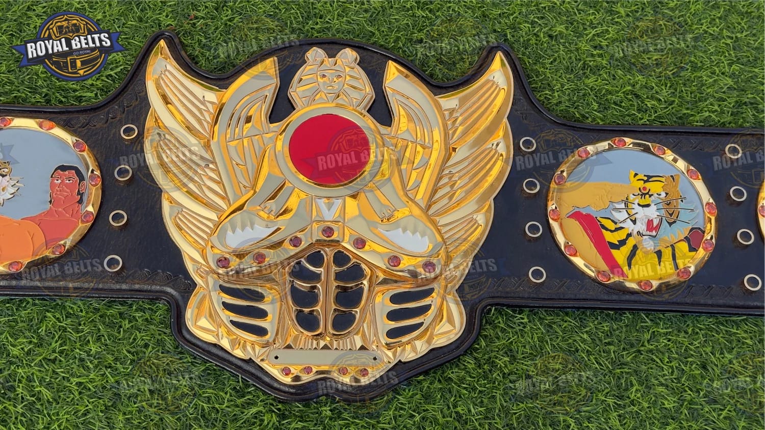 Tiger Mask Custom 3D CNC Title Belt with engraved side plates and mirror polished center