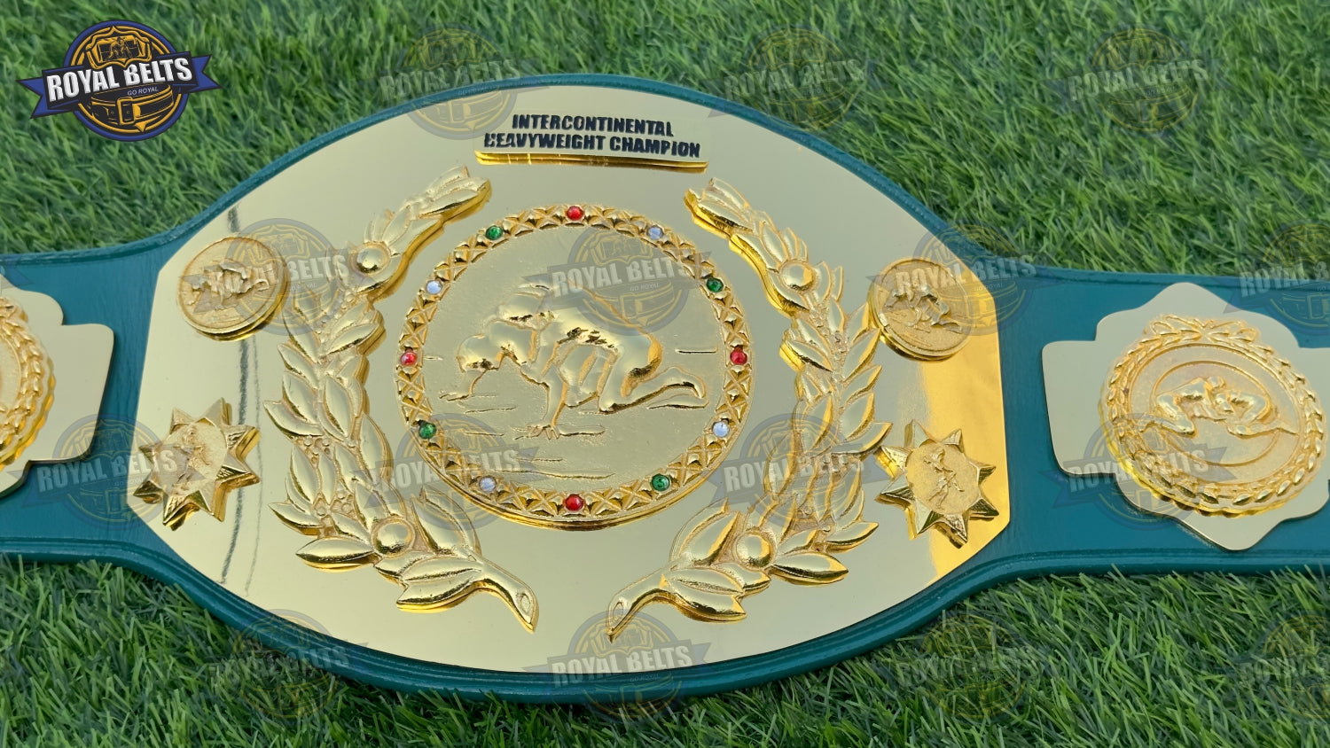 Intercontinental Heavyweight Wrestling Belt Tito Santana style with casted center plate and snap closure  Made by Royal Belts