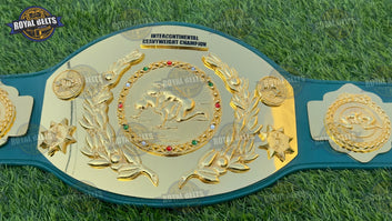 Intercontinental Heavyweight Wrestling Belt Tito Santana style with casted center plate and snap closure  Made by Royal Belts