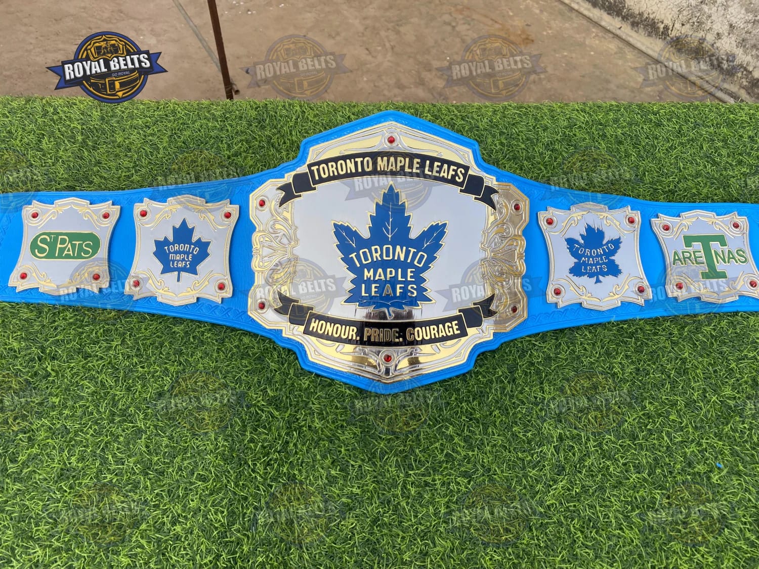Toronto Maple Leafs Championship Title Belt flexible leather strap with high gloss gold plates