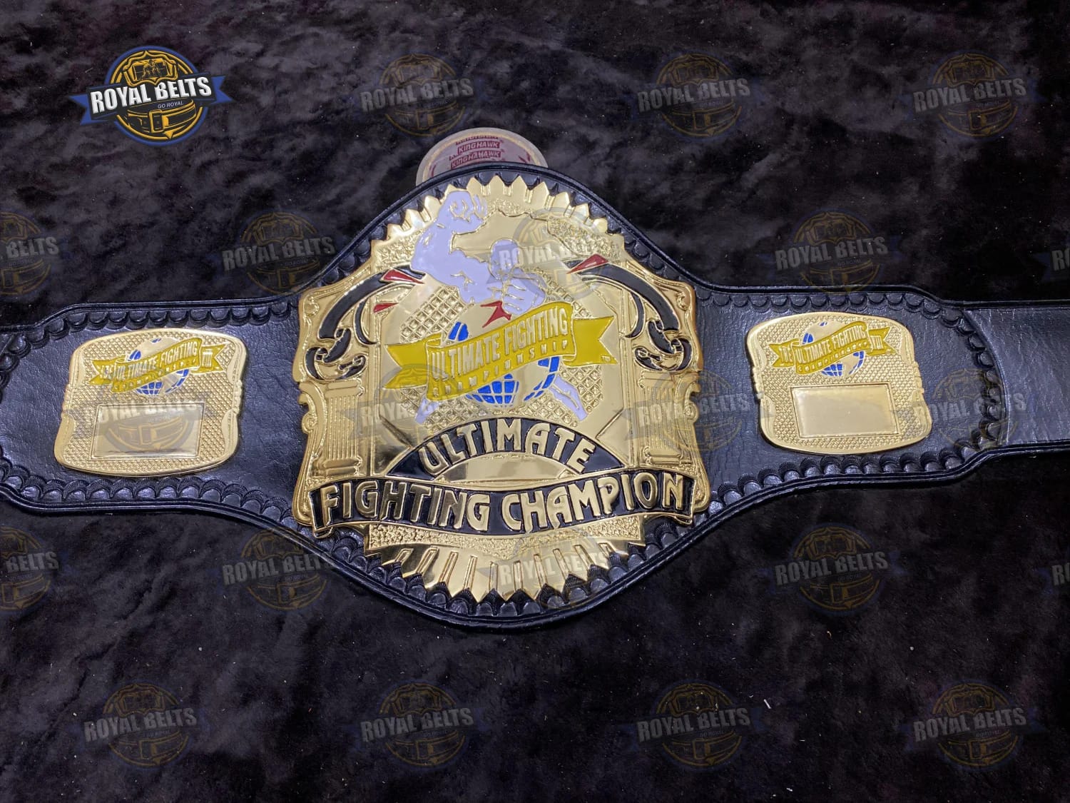 UFC Championship Title Belt premium stitched leather strap with mirror polished center plate