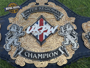 UKPW Custom Championship Title Belt HD CNC featuring deep etched UKPW center plate and premium leather Crafted by Royal Belts