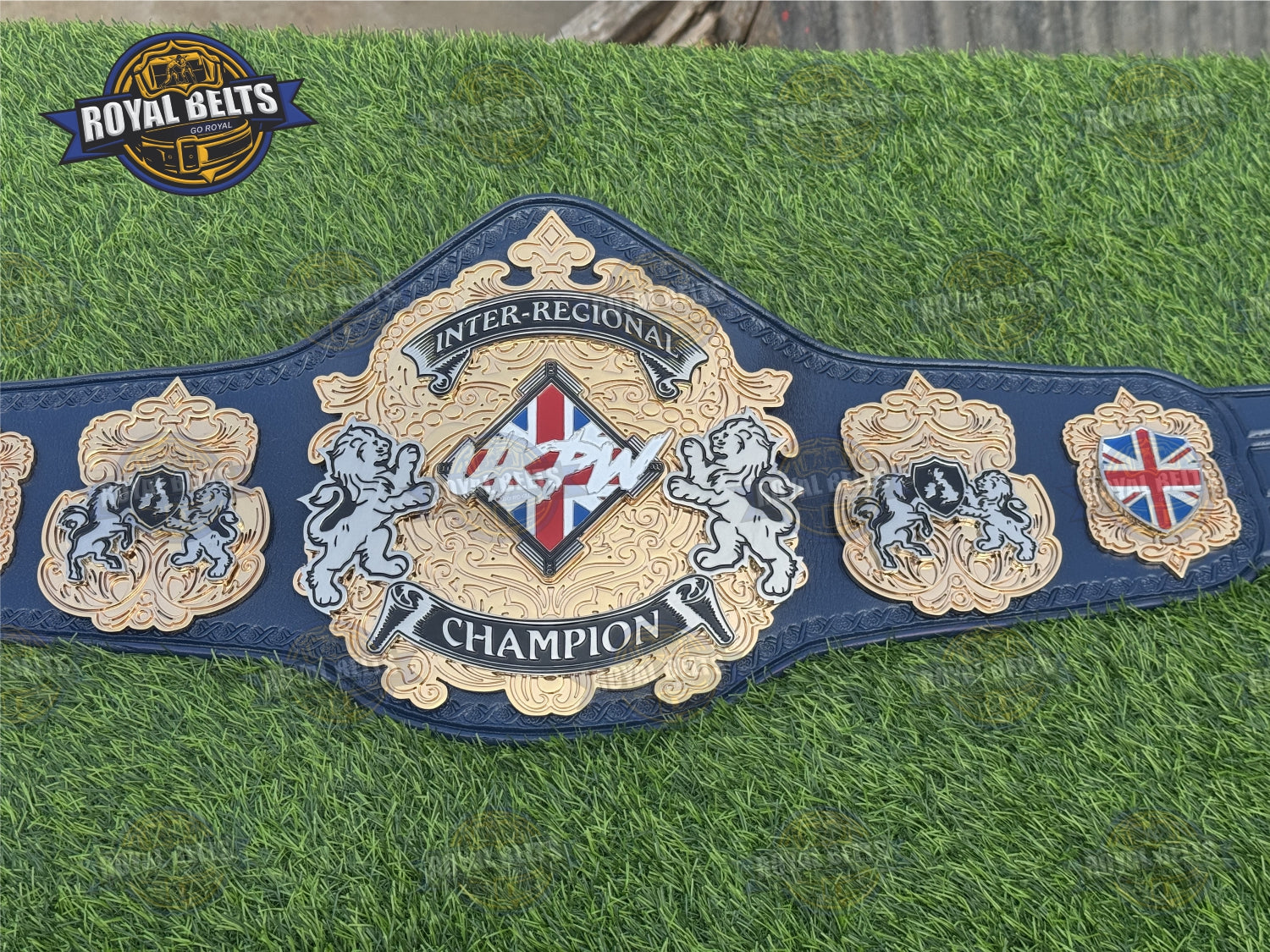 UKPW Custom Championship Title Belt HD CNC with mirror polished plates and reinforced stitched leather Crafted by Royal Belts