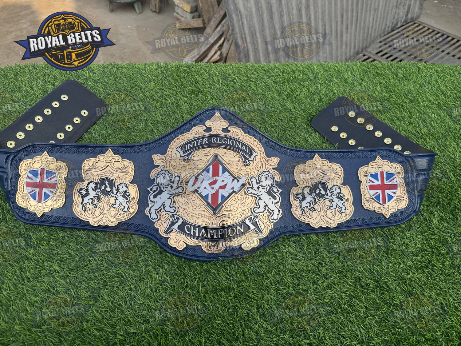 UKPW Custom Championship Title Belt HD CNC crafted with raised lettering and smooth cowhide strap Crafted by Royal Belts