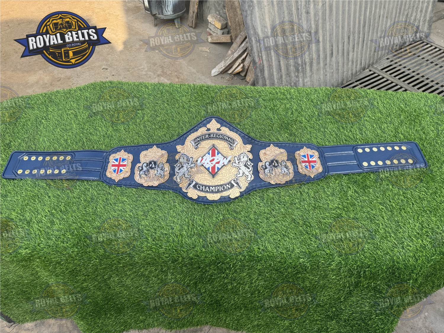 UKPW Custom Championship Title Belt HD CNC displaying custom UKPW logo etching and thick metal