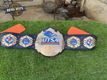 UTSA Roadrunners Football Championship HD CNC featuring deep etched logo and premium leather backing Made by Royal Belts
