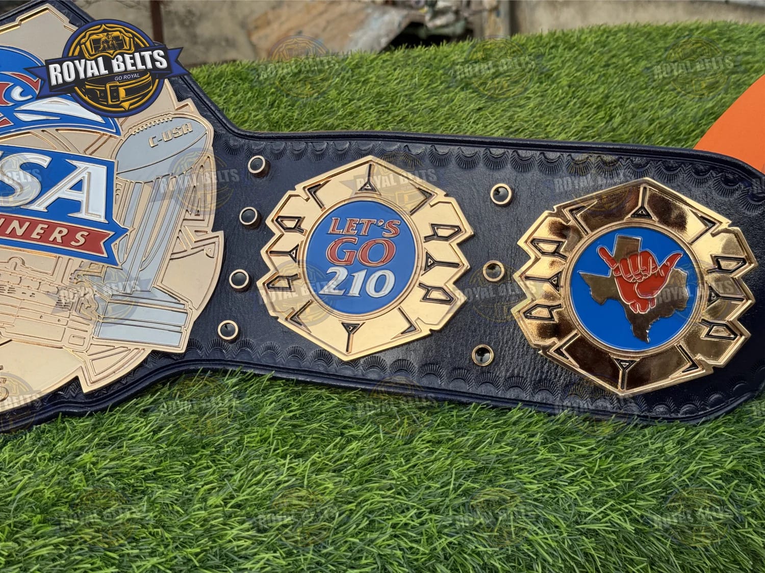 UTSA Roadrunners Football Championship HD CNC crafted with raised lettering and smooth cowhide strap Made by Royal Belts