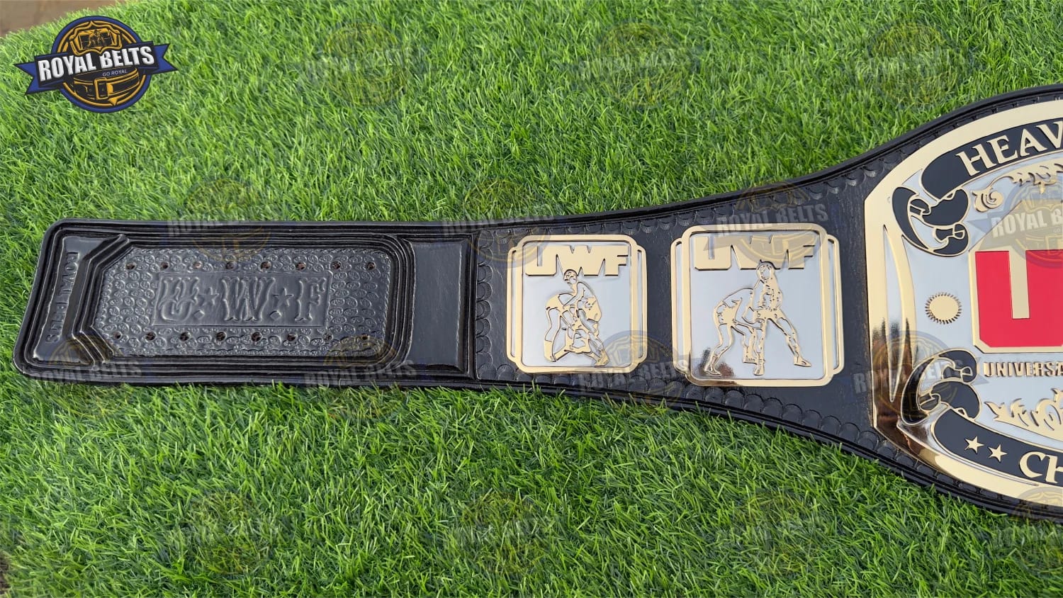 Wrestling Championship Title Belt HD CNC thick metal plates with polished edges and stitched strap