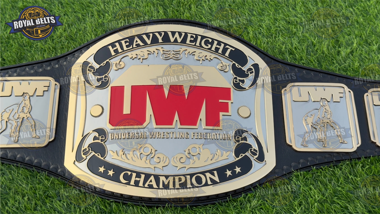 UWF Championship Title Belt HD CNC beveled edges and HD CNC detailed center plate Made by Royal Belts