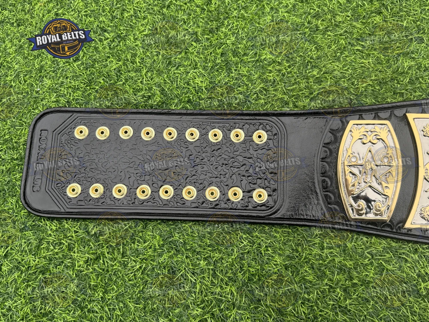 NWA UWF Television Championship Title Belt HD CNC heavyweight dual center plate with intricate engraved borders Manufacture by Royal Belts