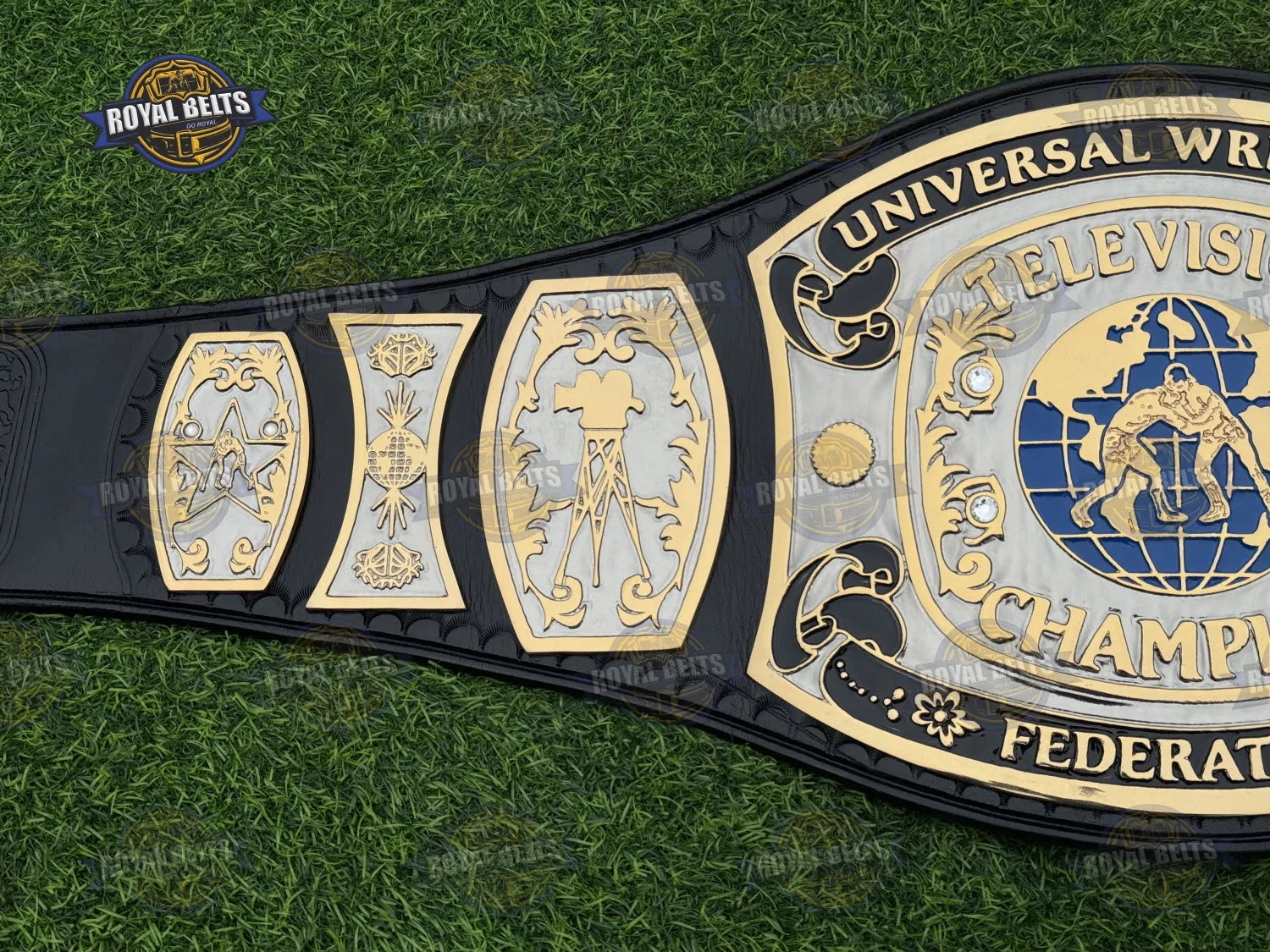 NWA UWF Television Championship Title Belt HD CNC flexible stitched leather strap with polished dual tone plates