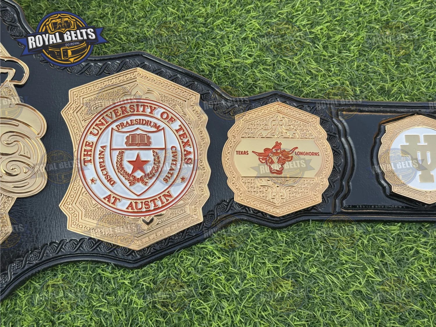 University of Texas Longhorns WWE Legacy Championship HD CNC belt with ornate border detailing