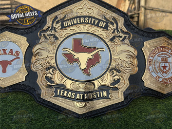 University of Texas Longhorns WWE Legacy Championship HD CNC featuring deep etched Longhorn logo plates Designed by Royal Belts