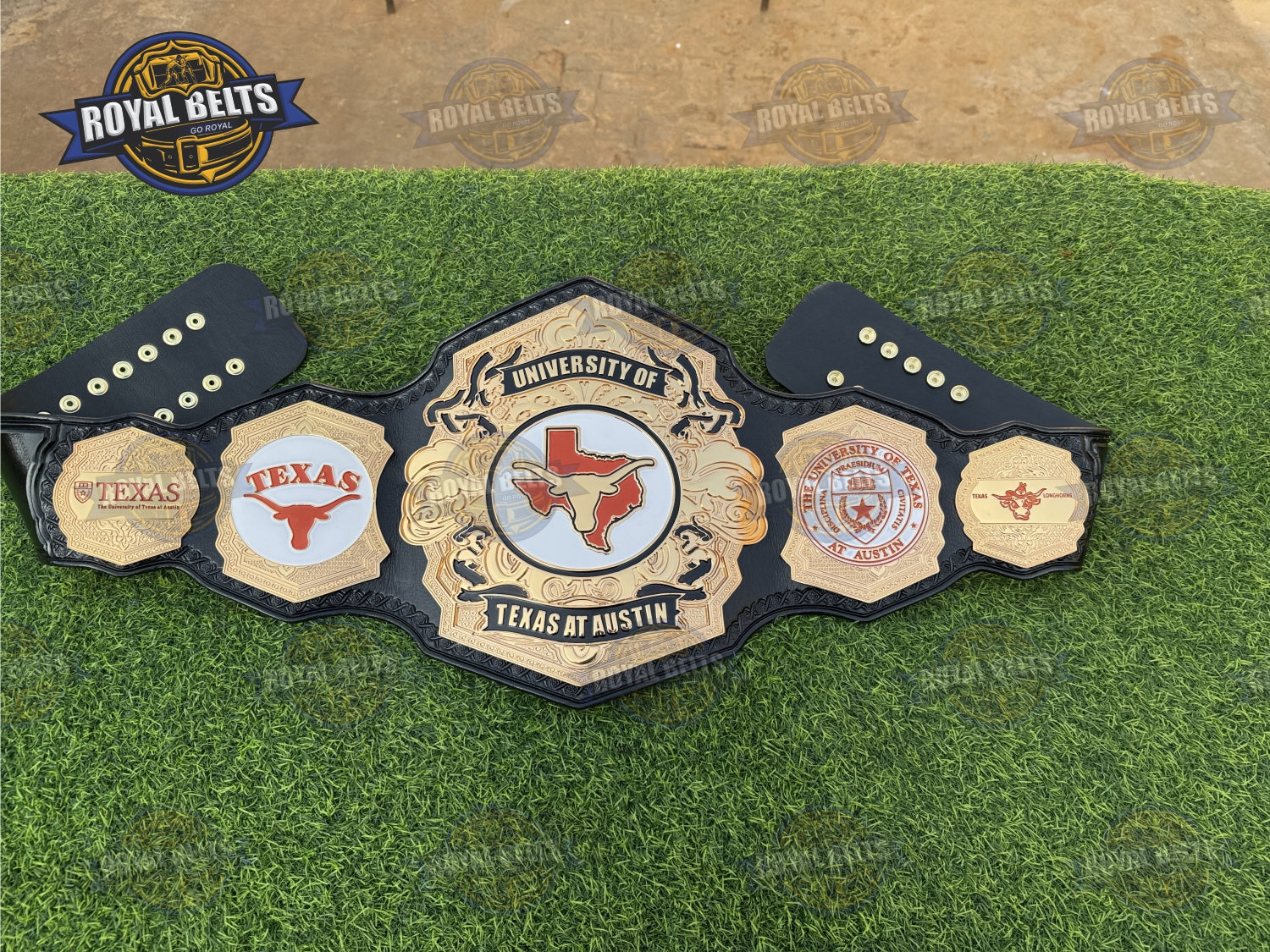 University of Texas Longhorns WWE Legacy Championship HD CNC crafted with raised lettering and leather strap