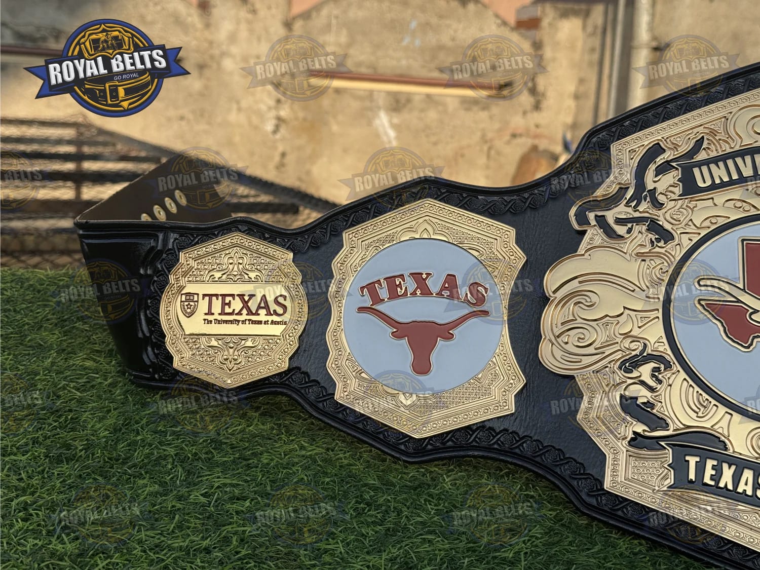 University of Texas Longhorns WWE Legacy Championship HD CNC featuring premium cowhide leather backing