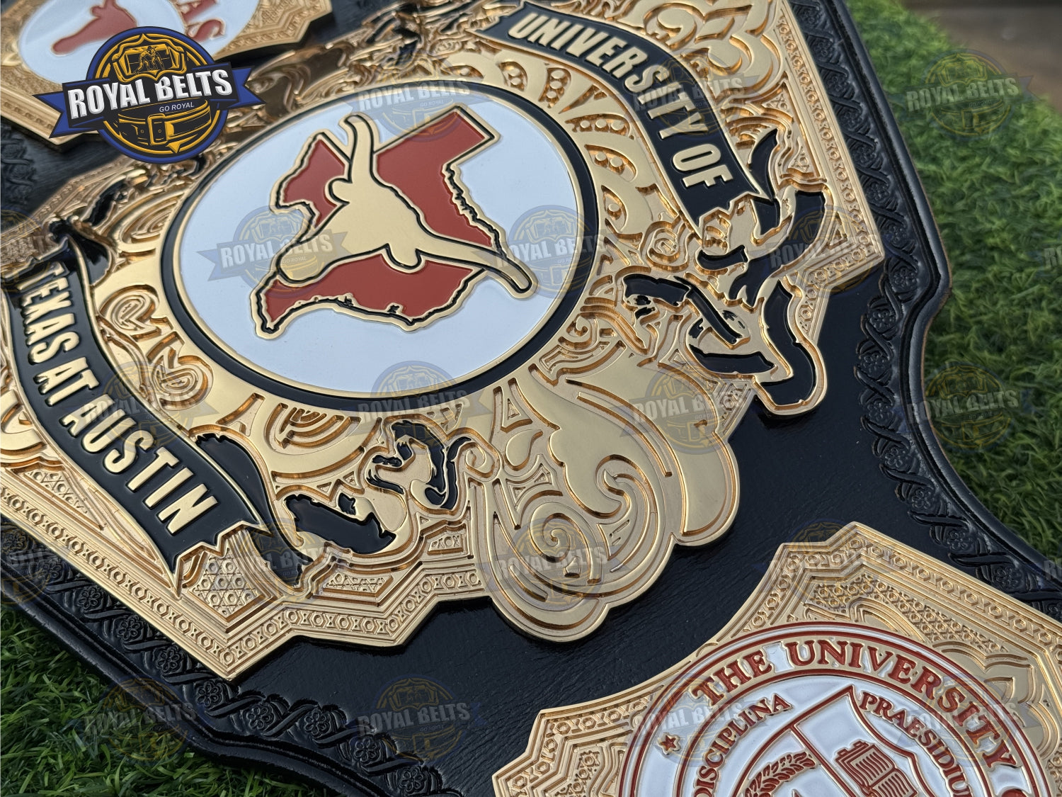 University of Texas Longhorns WWE Legacy Championship HD CNC displaying bold WWE Legacy center plate