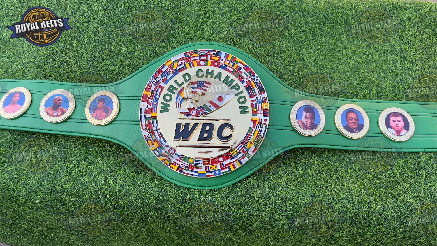 WBC World Boxing Championship title belt classic green design Manufacture by Royal Belts 