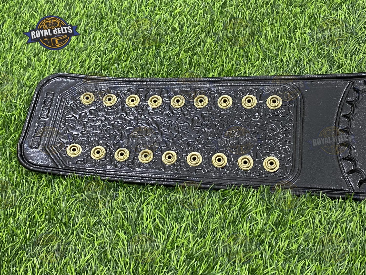 WCW US 3 Plated wrestling championship belt with mirror finish gold plates, snap fit black leather strap