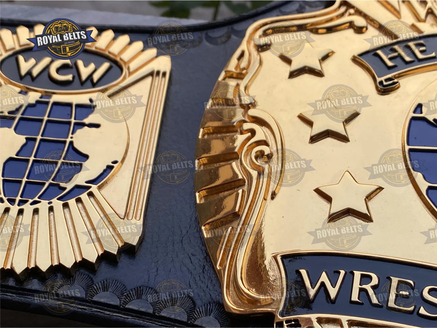 WCW World HD CNC championship belt with high detail metal artwork
