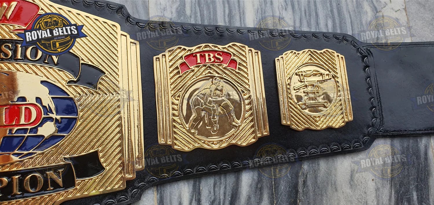 WCW World Television championship belt with detailed metal plates Crafted by Royal Belts 