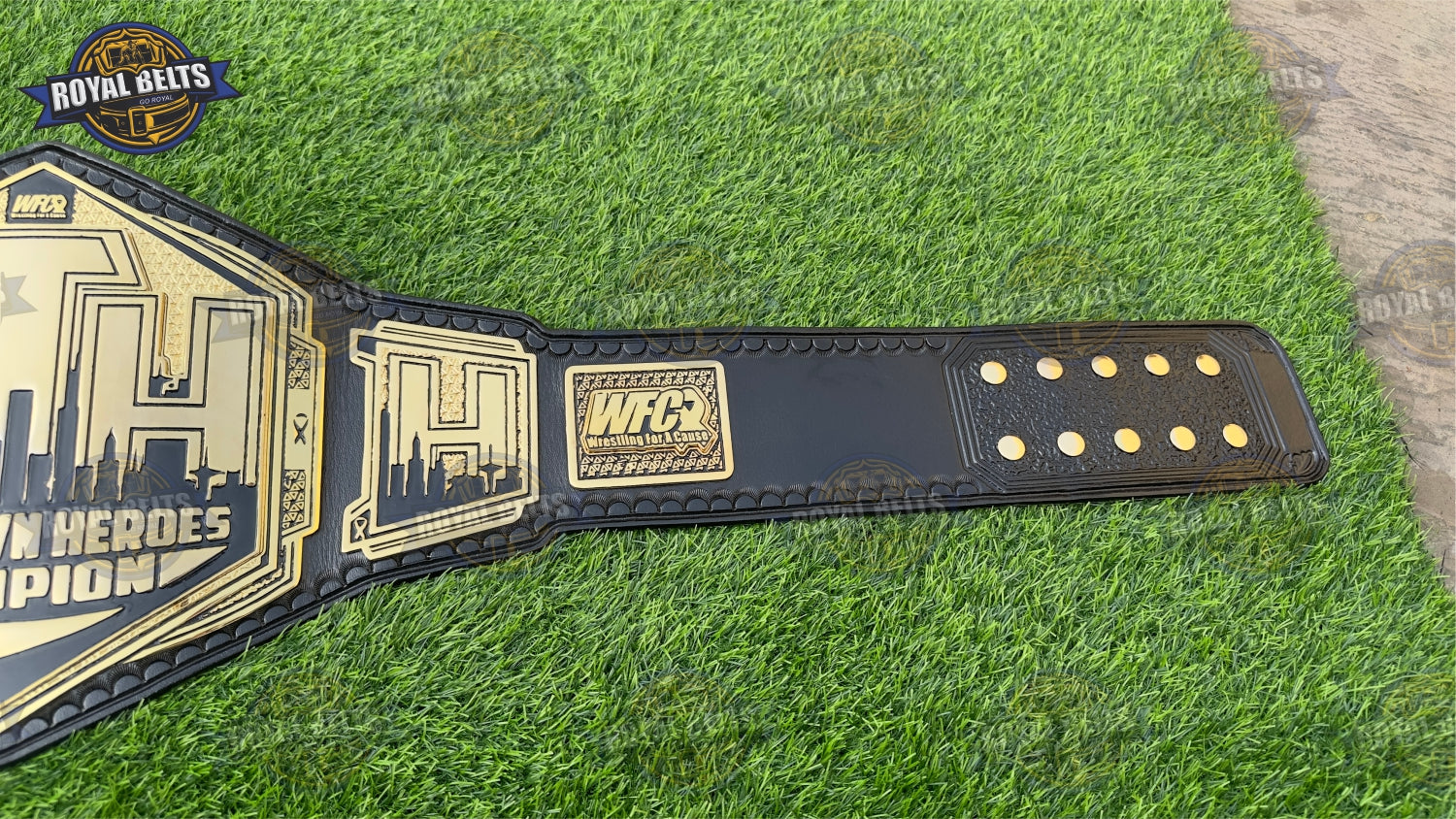 Hometown Heroes championship belt designed with clean borders and flexible leather fit