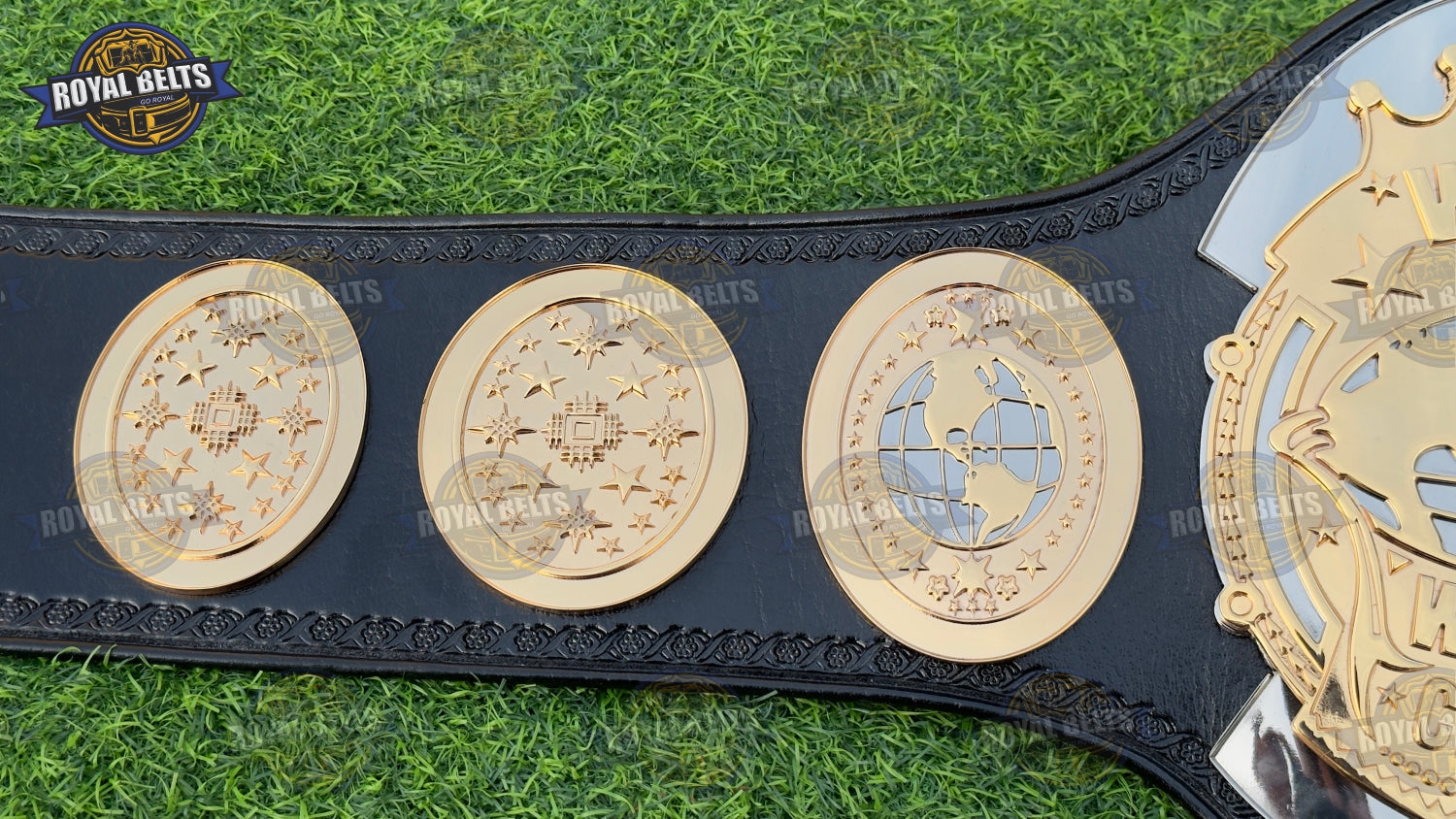 Custom World Tag Team HD CNC belt with multi layer center plates, CNC engraving, snap closure leather