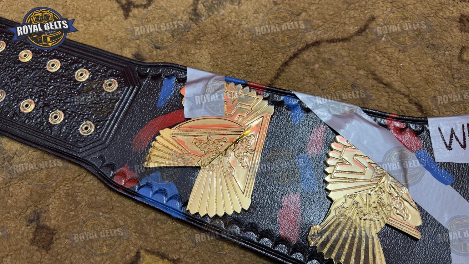 Hardcore wrestling championship belt WWE with snap closure leather strap