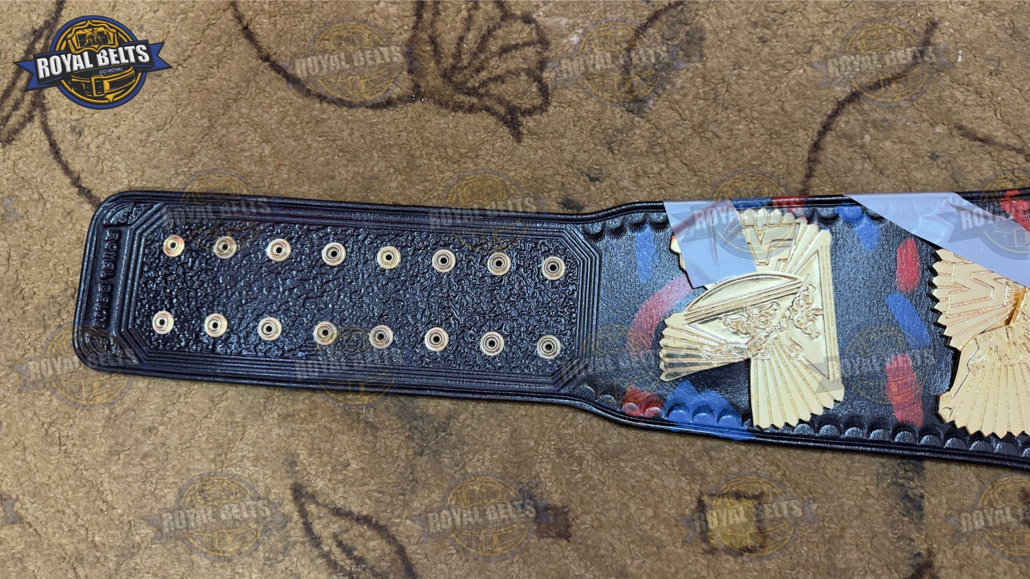 WWE Hardcore title belt replica with deep engraved gold detailing
