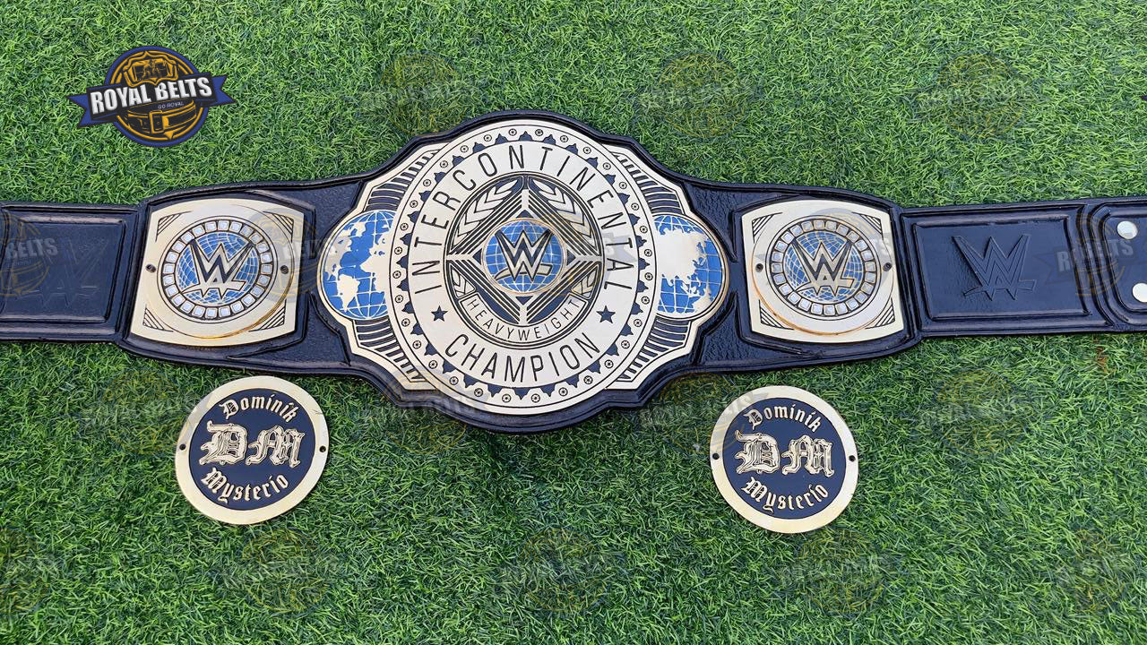 WWE Intercontinental Championship title belt with classic gold center plate Manufacture by Royal Belts 