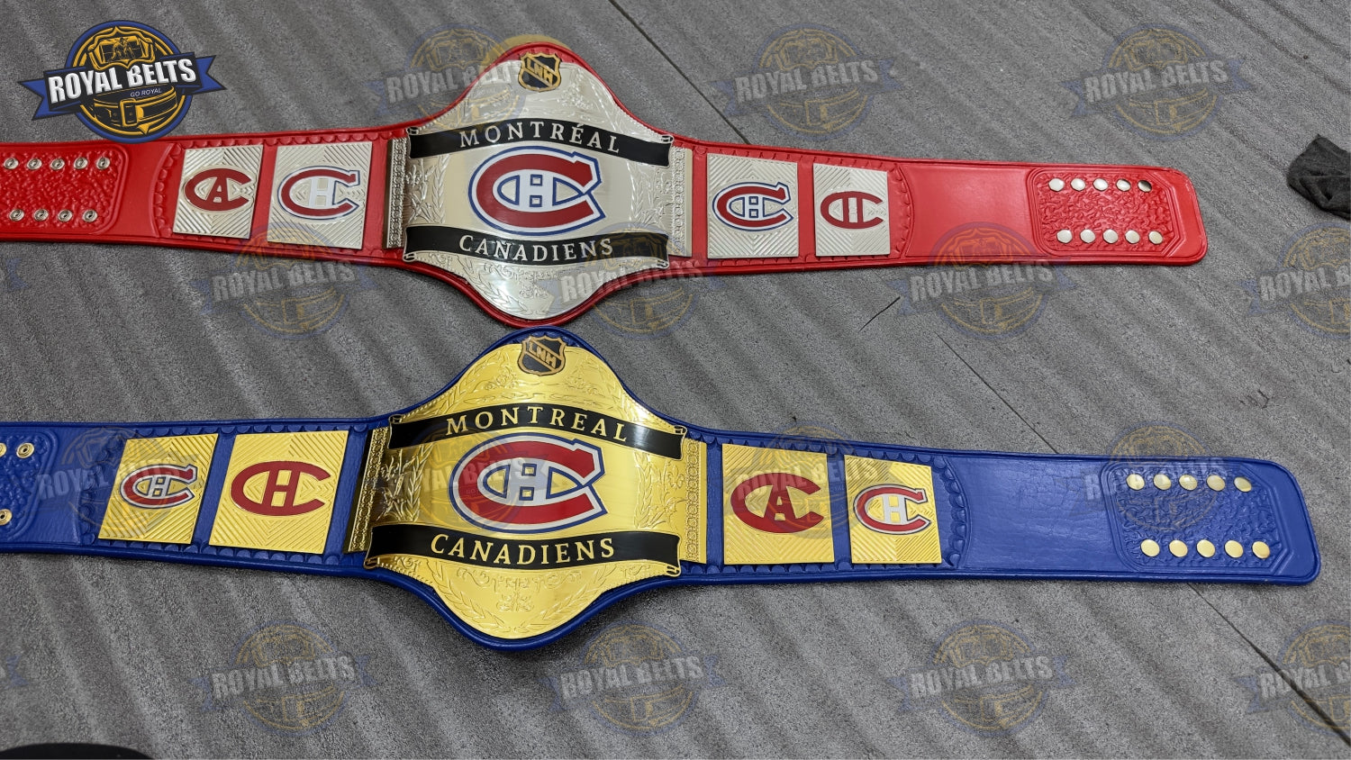 Montreal Canadiens wrestling belt with layered plates and professional replica sizing