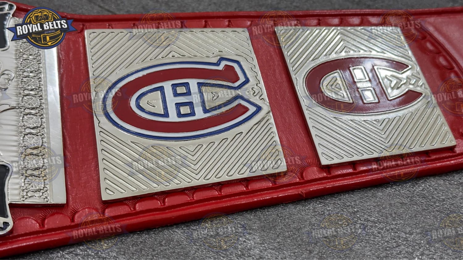 Montreal Canadiens Legacy wrestling belt with raised logo details and flexible leather fit