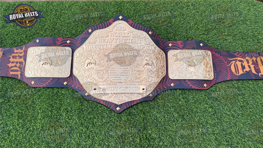 WWE Randy Orton Big Gold Championship title belt with HD CNC gold plates, printed leather strap Manufacture by Royal Belts
