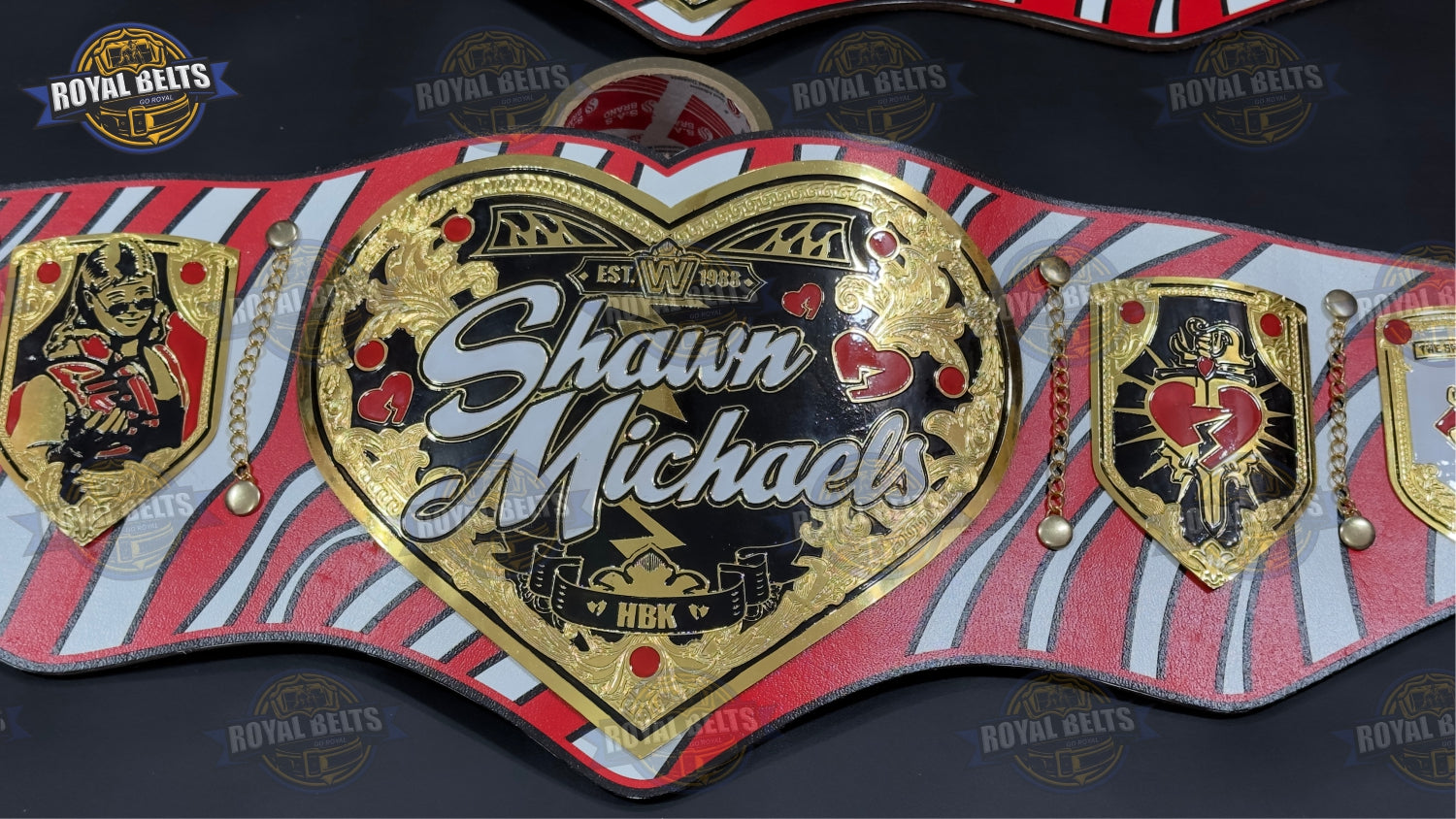 WWE Shawn Michaels Legacy Championship Title Belt engraved metal plates with premium printed leather strap