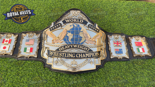 WWF Andre ’87 Wrestling Title Belt 3D HD CNC, deeply etched dual plated center, black leather strap, snap closure Manufacture by Royal Belts