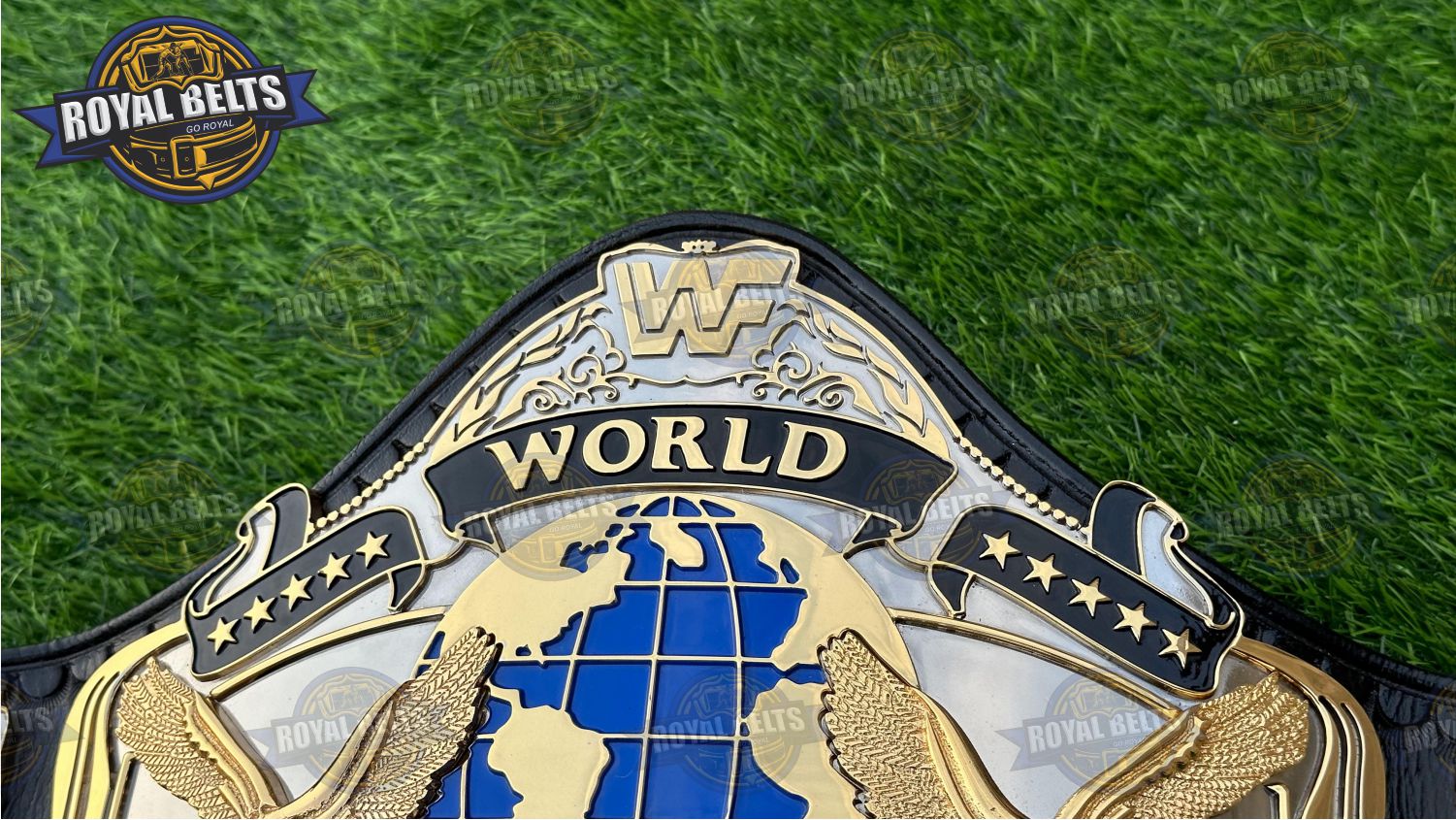 WWF Andre 87 Title CNC HD belt featuring polished metal plates and classic WWF styling 