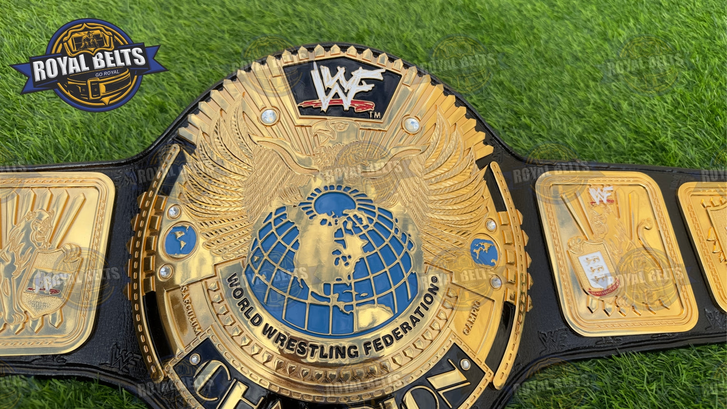 Home WWF Big Eagle Scratch Logo Hand Flocked Eagles HD CNC Title Belt