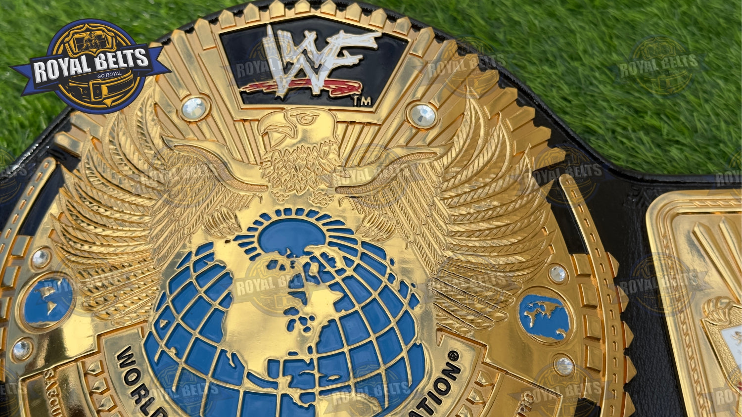 Wwf Handheld Home WWF Big Eagle Scratch Logo Hand Flocked Eagles HD CNC Title Belt
