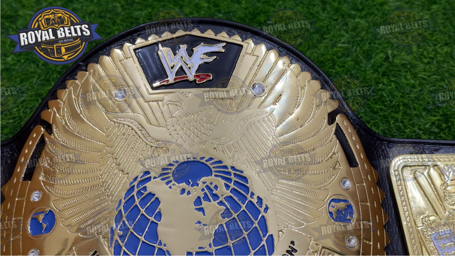 WWF Big Eagle Title Belt wrestling title replica with metal plates Crafted by Royal Belts