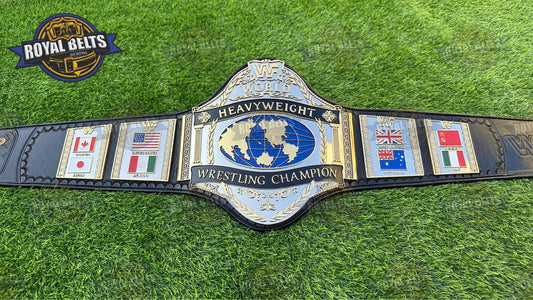WWF Hogan 86 Belt, HD CNC engraved, dual plated plates, black leather strap, adult size Made by Royal Belts