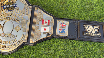 Hulk Hogan WWF title belt replica featuring HD CNC engraved center plate Made by Royal Belts