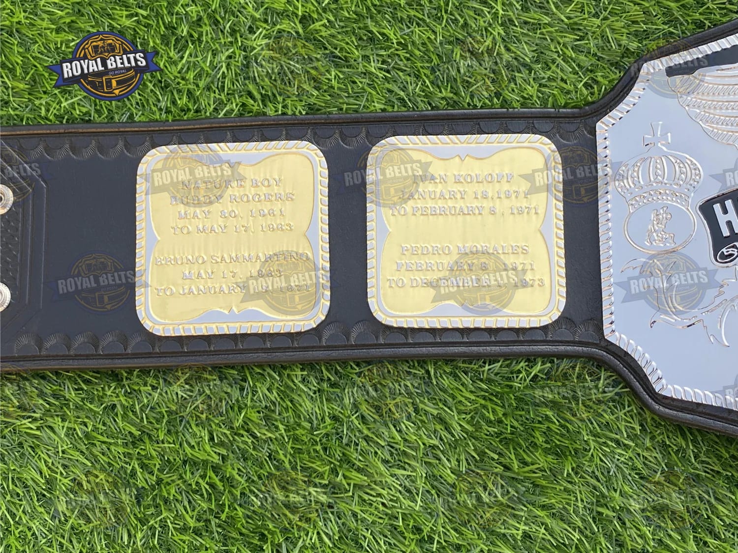 Hulk Hogan classic wrestling belt with detailed etching and adjustable snap closure Handmade by Royal Belts