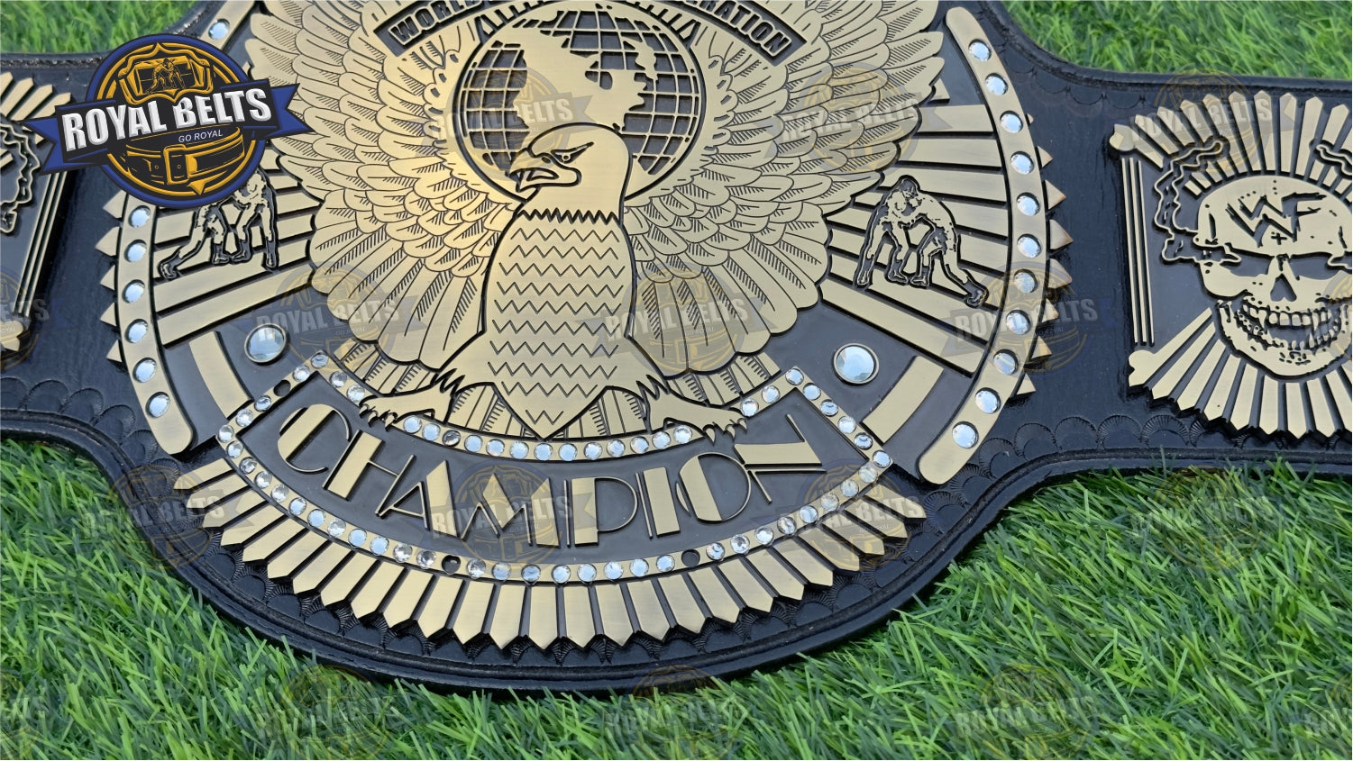 WWF Hybrid Wing Eagle Title Belt stacked plate HD CNC antique plated title belt