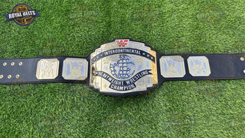 WWF Intercontinental Brasso Red Logo CNC HD belt featuring deep etched plates and glossy red logo Designed by Royal Belts