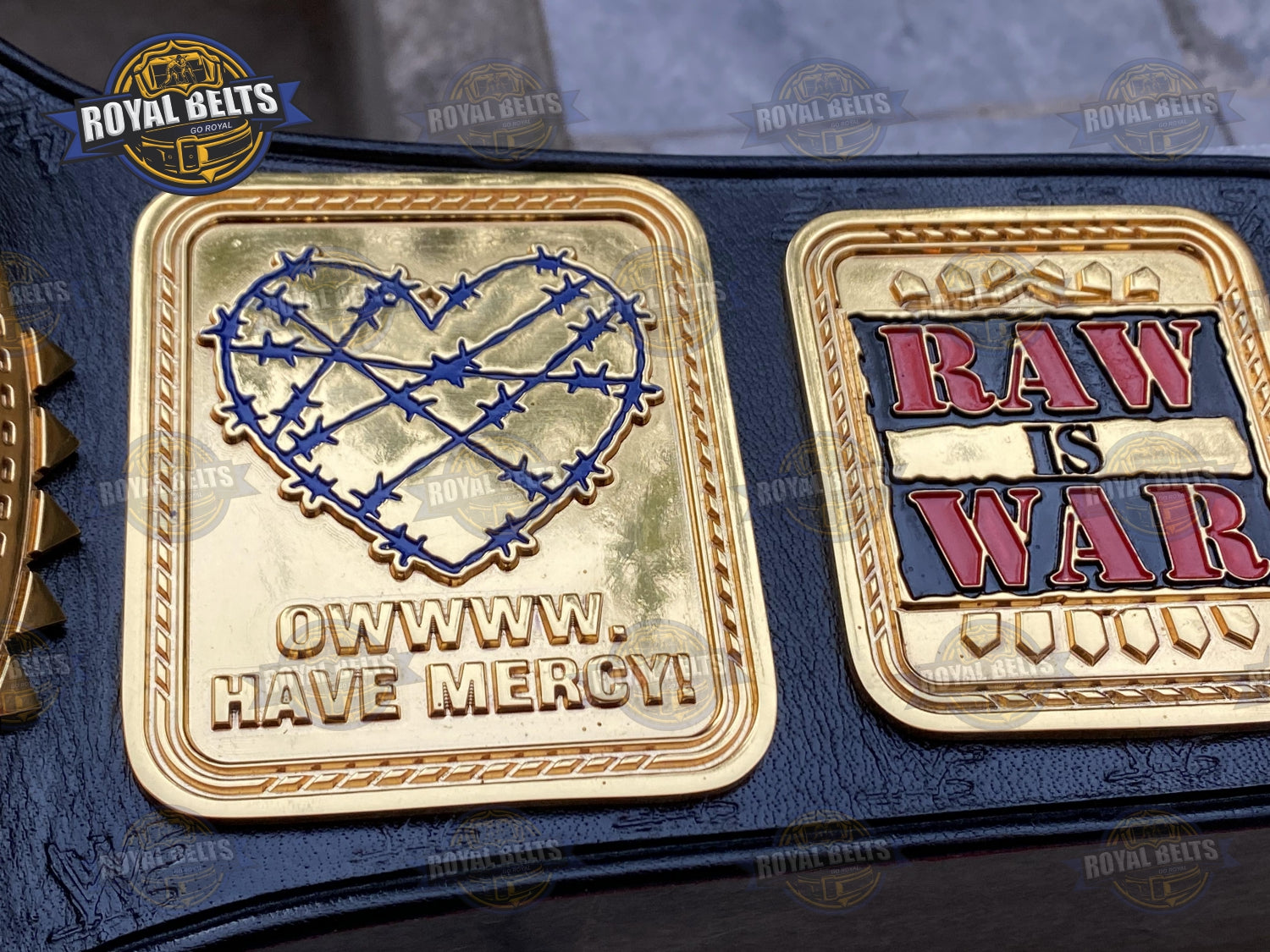 Mick Foley WWF Hardcore Title Belt CNC carved artwork, matte metal finish, leather strap