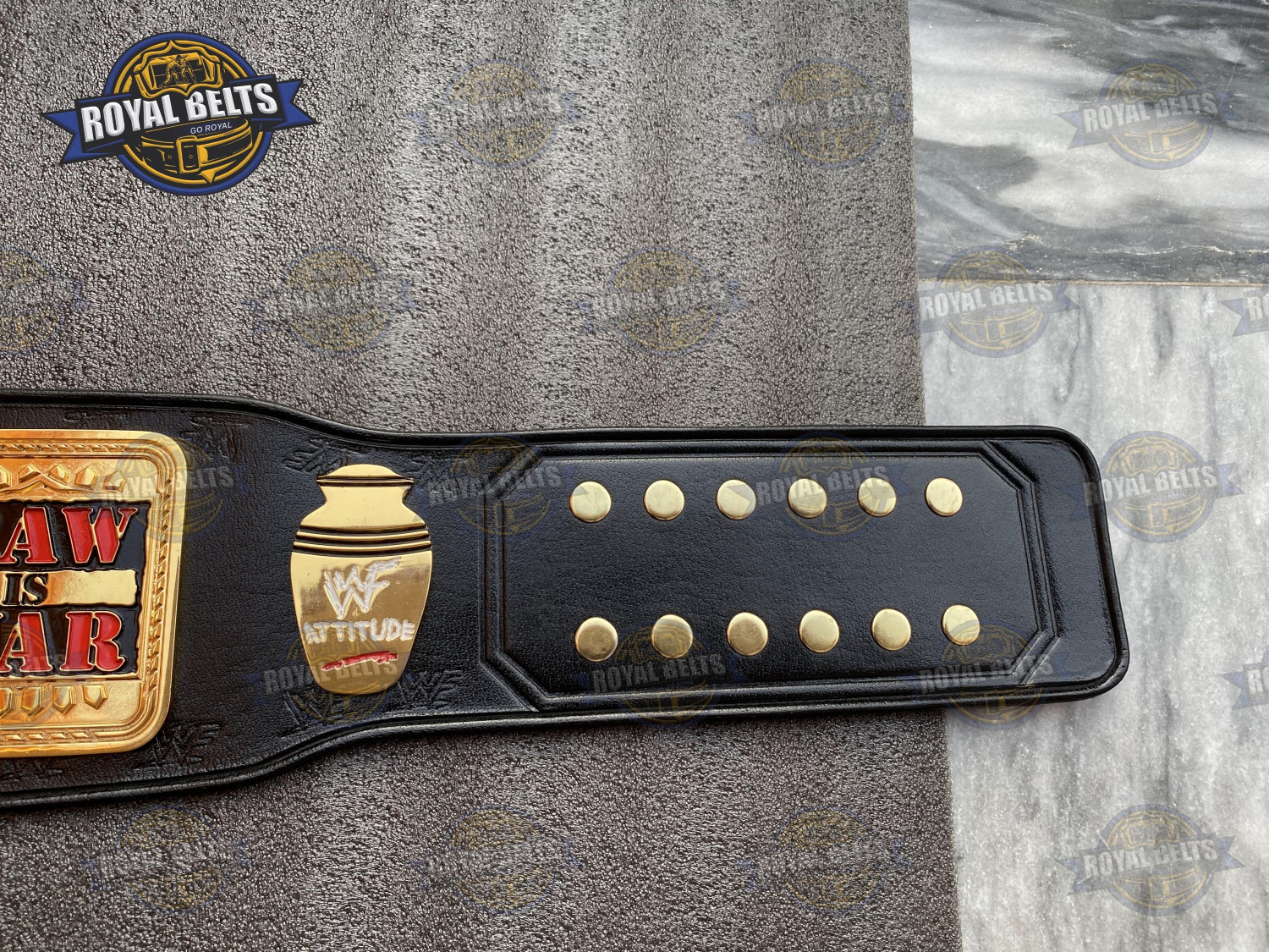 WWF Hardcore Mick Foley Championship Belt CNC etched plates, industrial style, leather backing