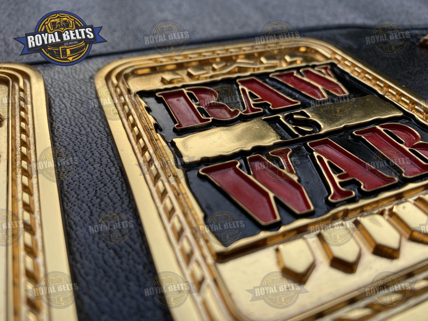 WWF Hardcore Title Belt Mick Foley edition, CNC cut metal plates, stitched leather strap