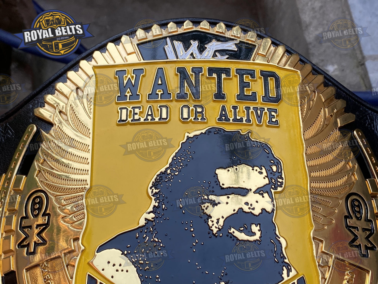 Mick Foley Hardcore WWF Belt engraved CNC plates, gritty texture, stitched premium leather