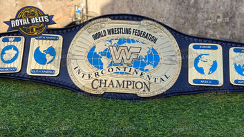 WWF Oval IC Block Logo Wrestling Championship Title Belt