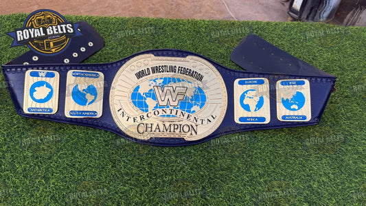 WWF Oval IC Block Logo Wrestling Championship Title Belt